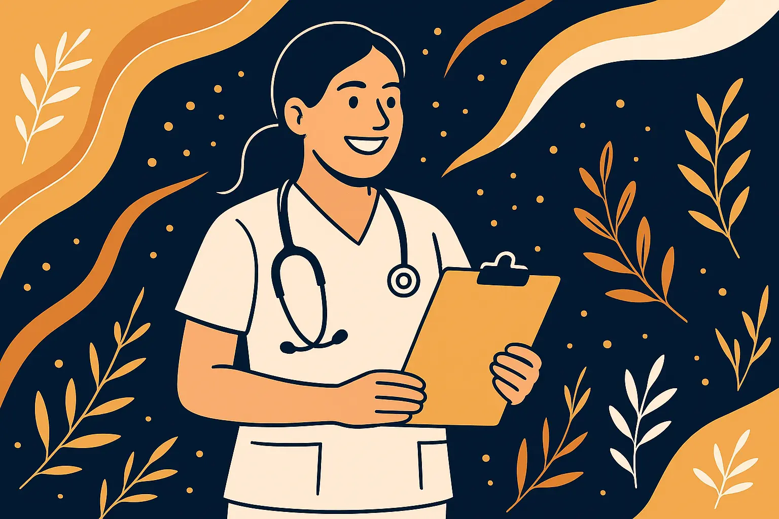 a cartoon nurse holding a clipboard