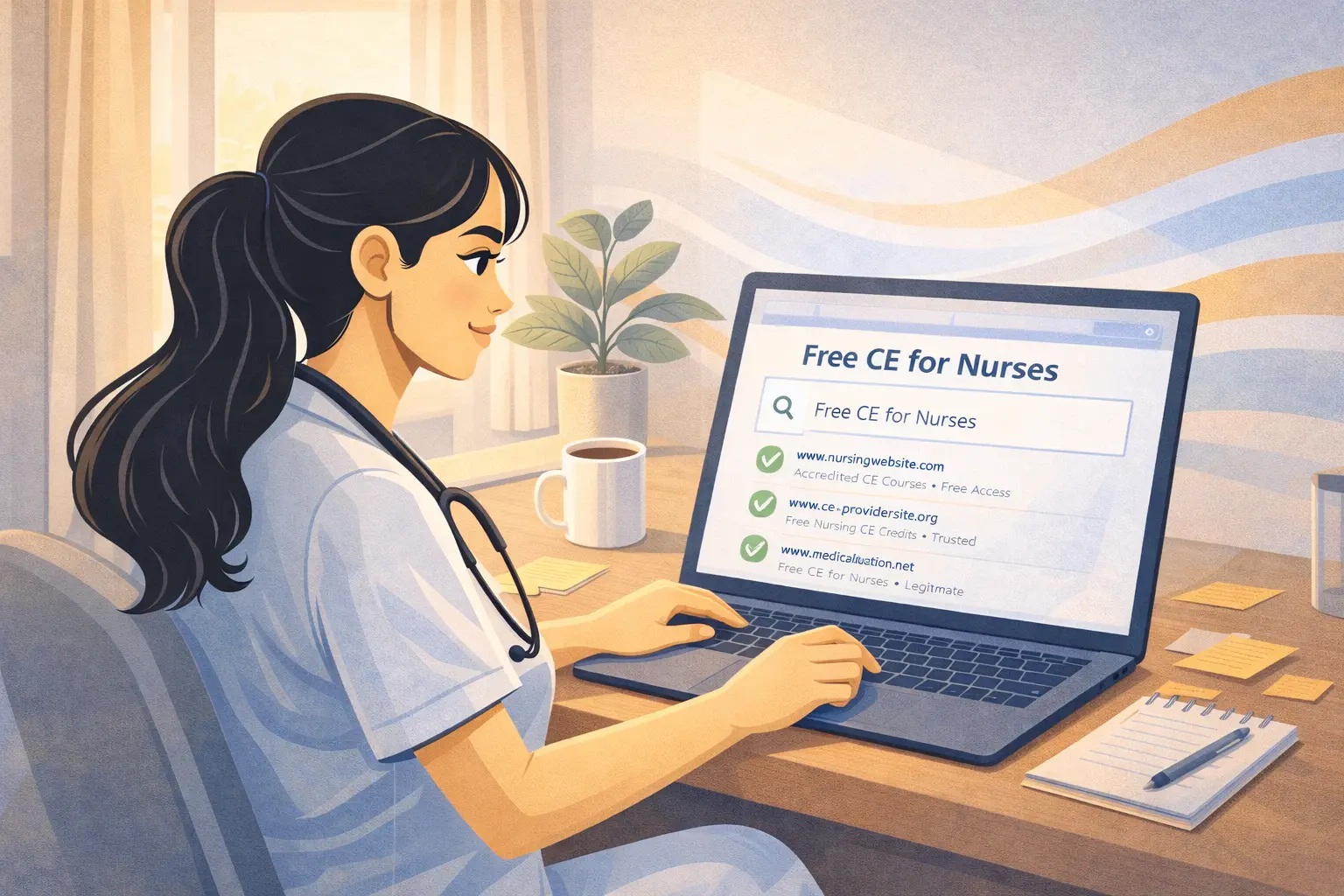A nurse completing online nurse continuing education courses