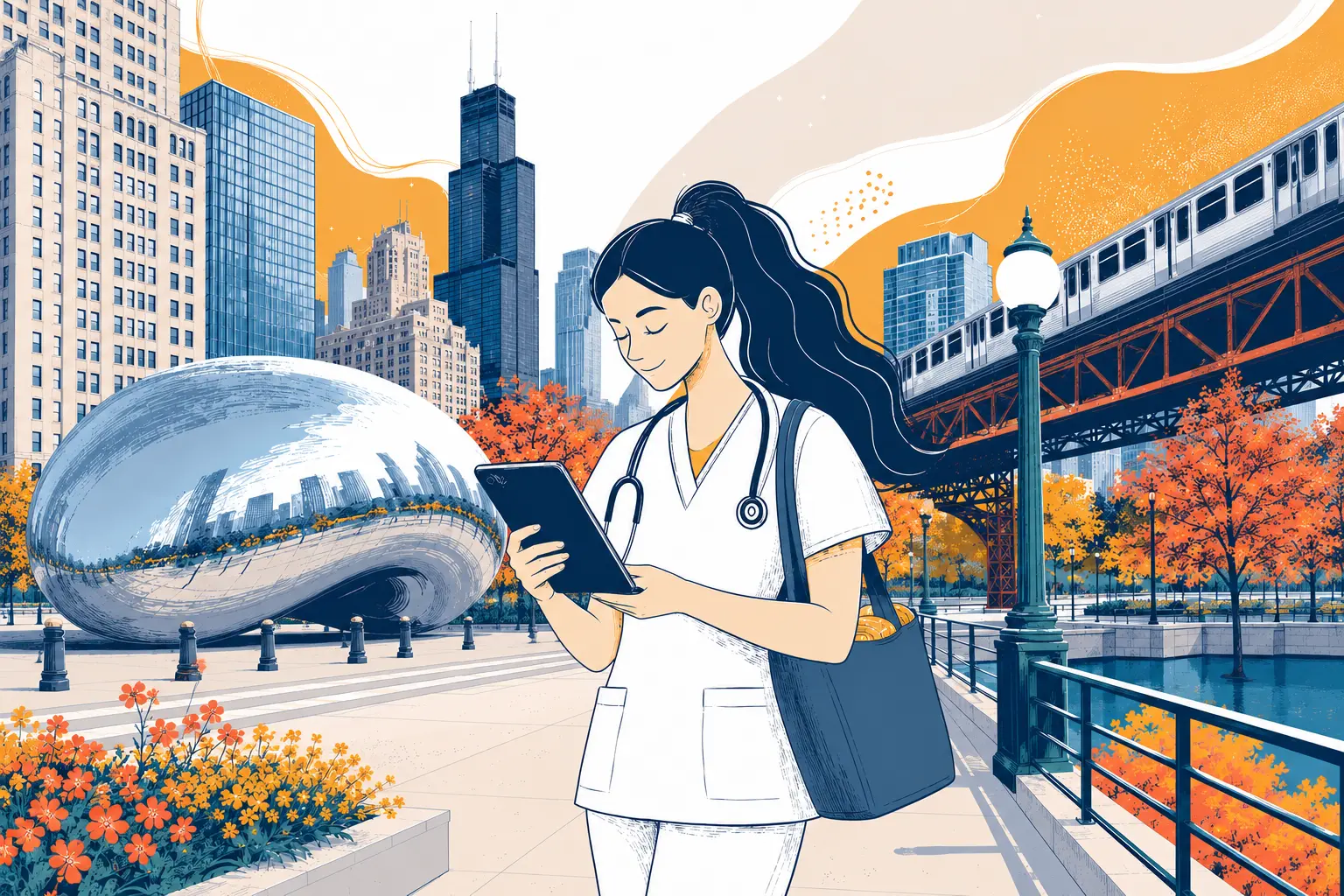 A nurse in Illinois working on her nursing CEUs