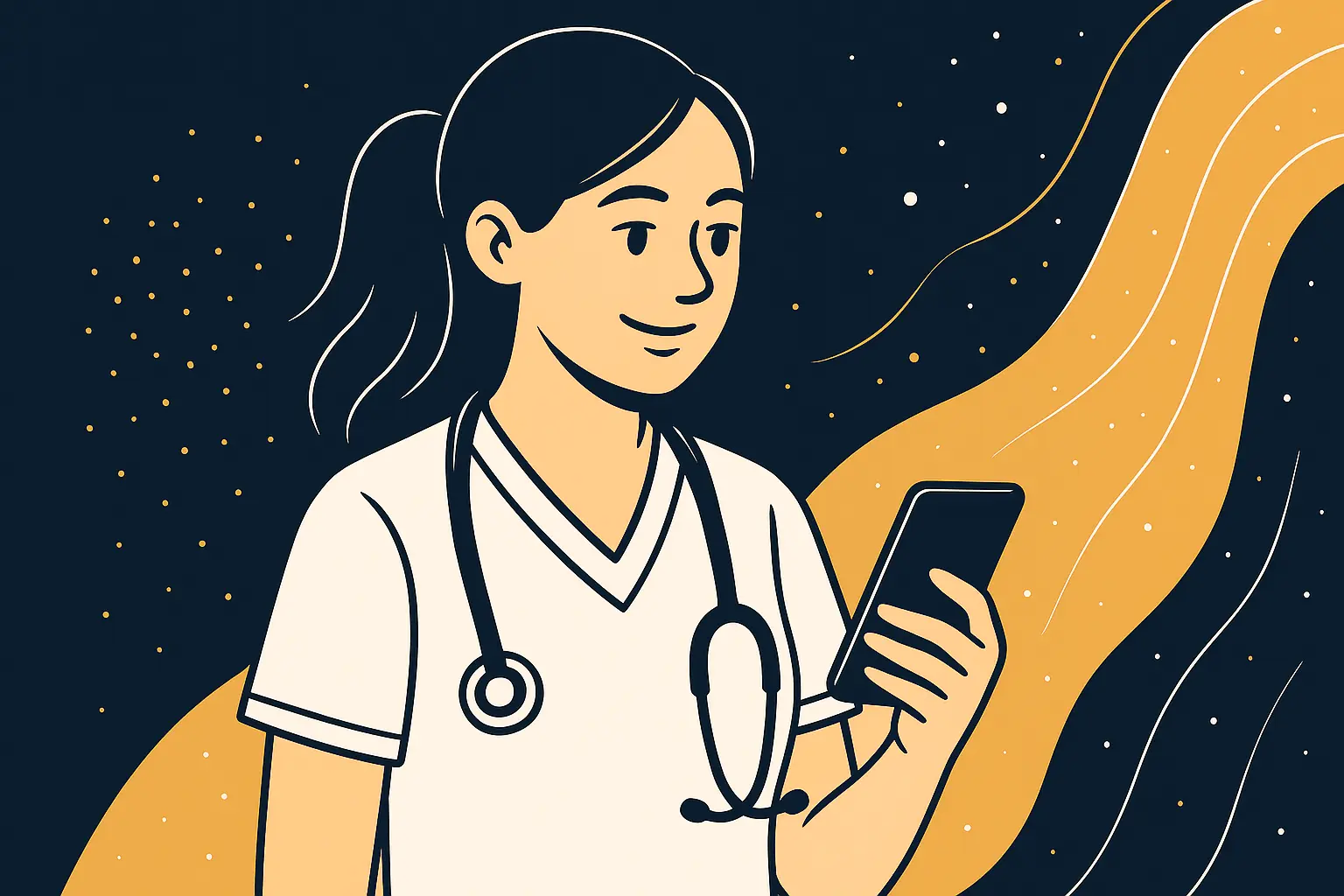 a nurse holding her phone