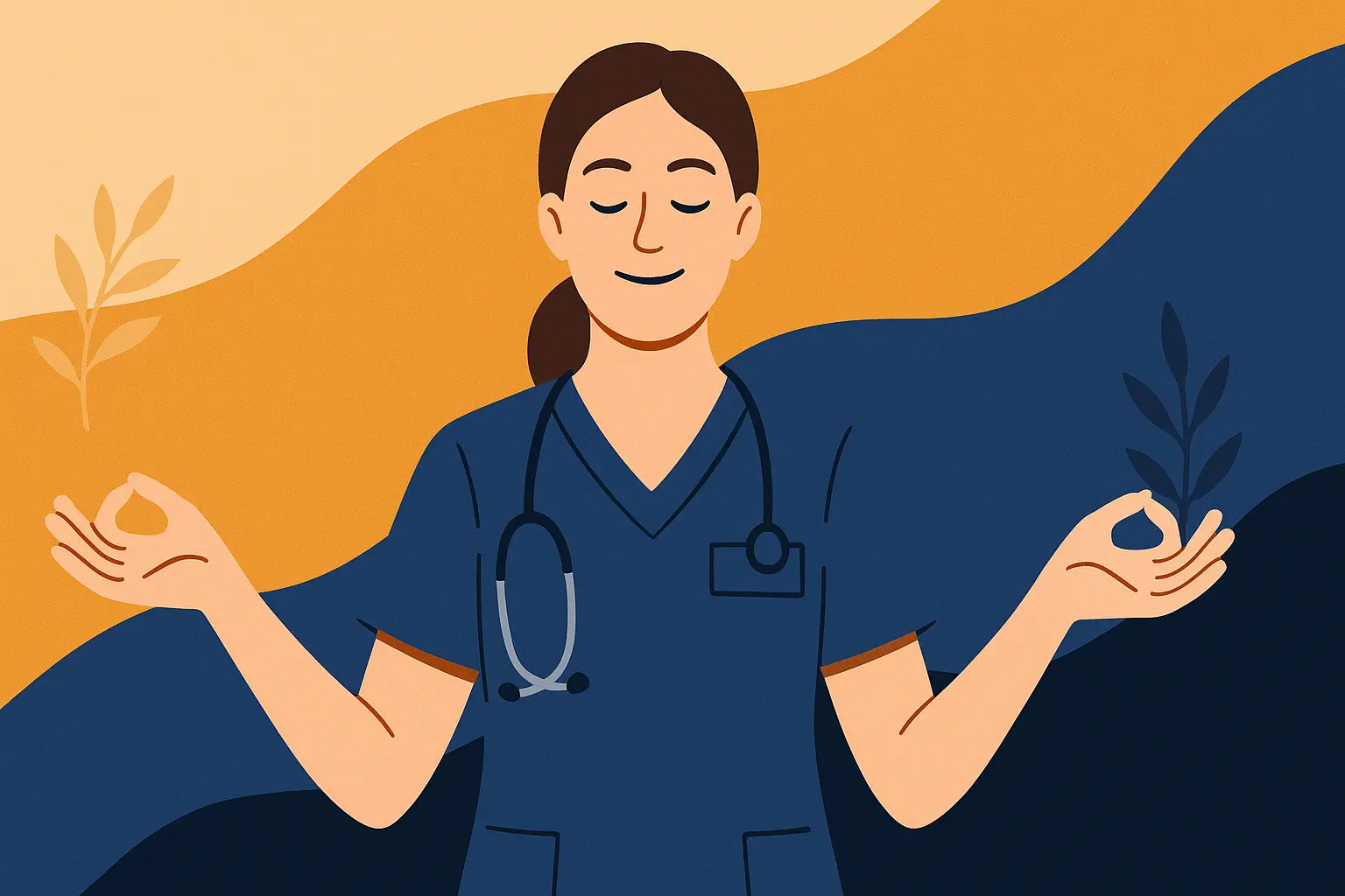 a cartoon nurse meditating