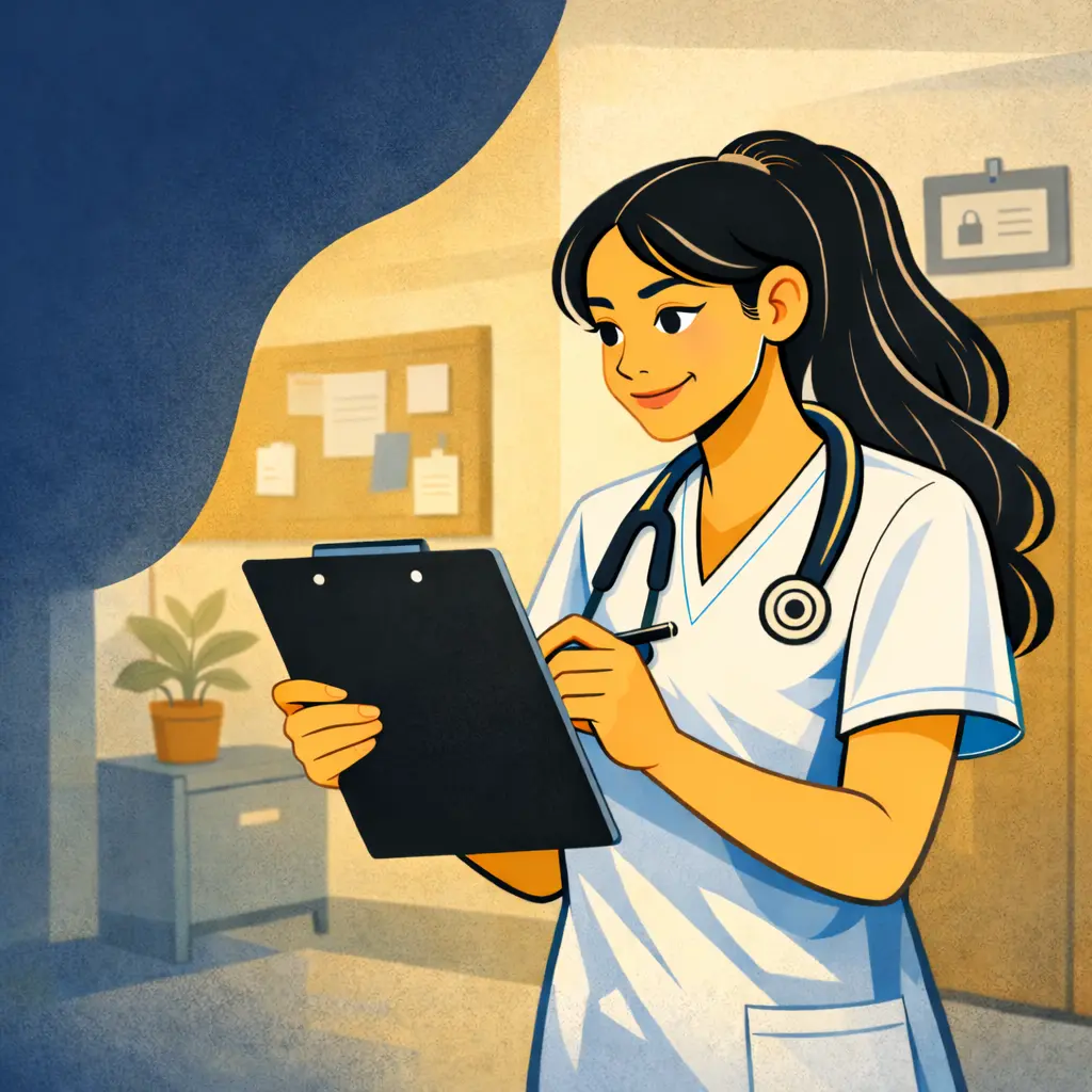 A nurse reviewing required CEUs