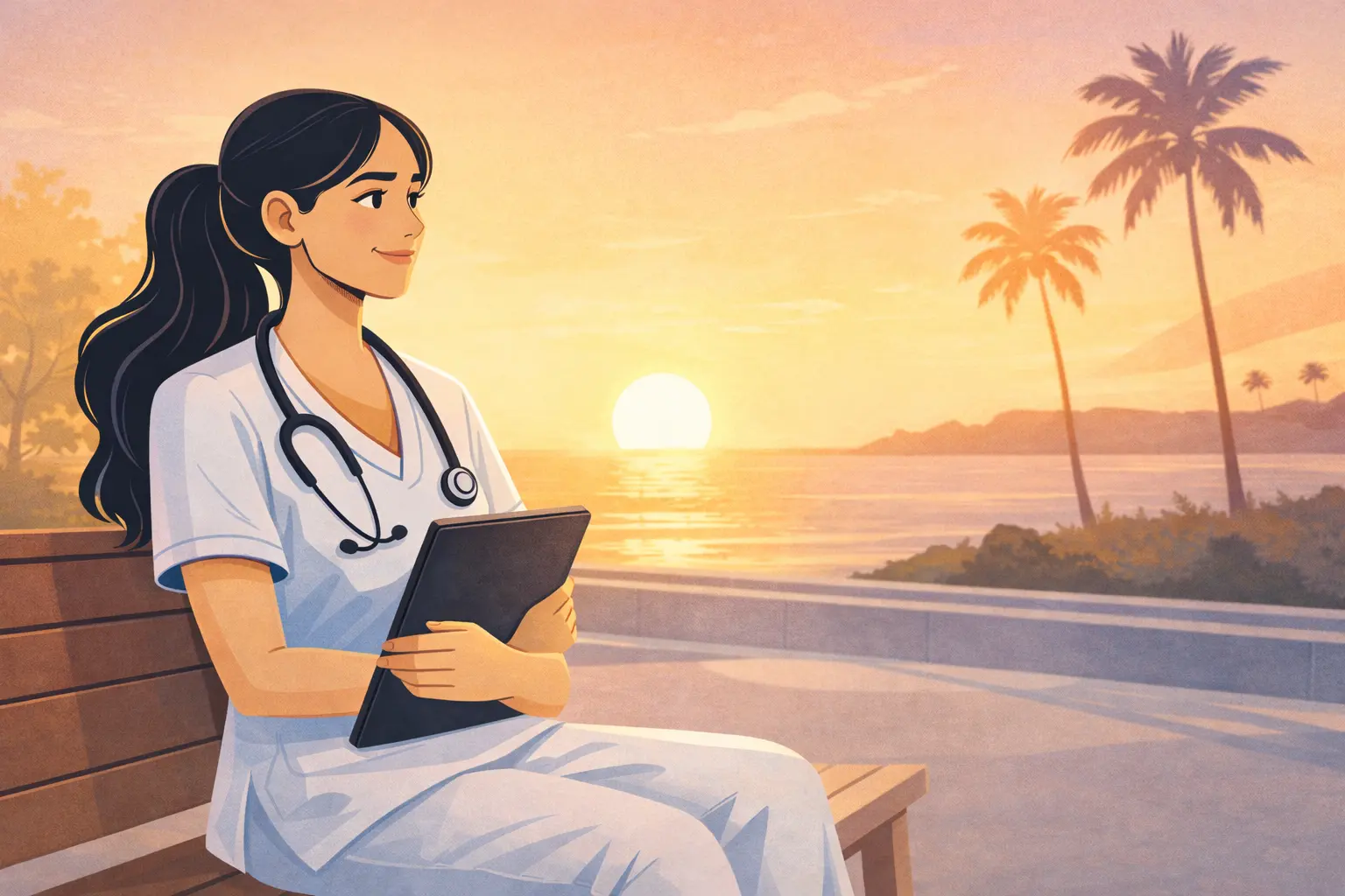 A nurse relaxing